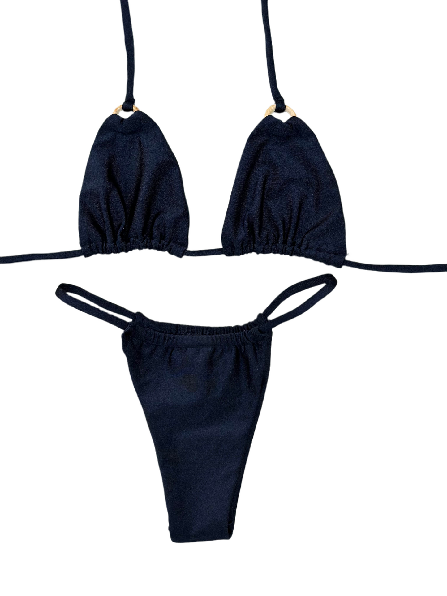 Black Malibu Set - Non-Padded Triangle Top and Closed Triangle Panties