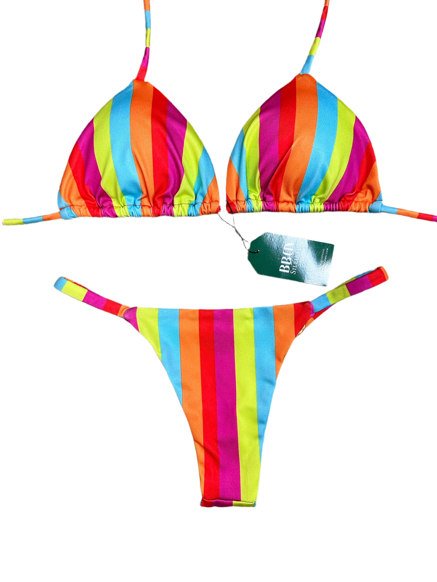Macaw Parrot Set - Triangle Top with Removable Pads and Thong Panties