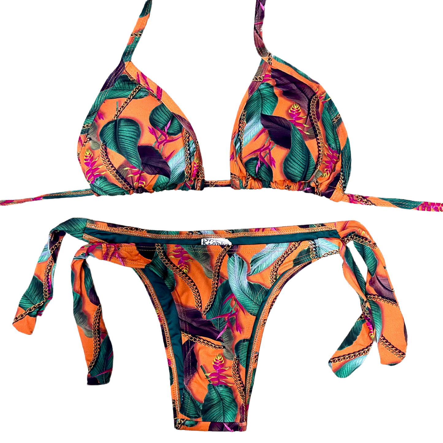 Caterpillar Tie Set - Triangle Top with Padded Cups and Tie Panties