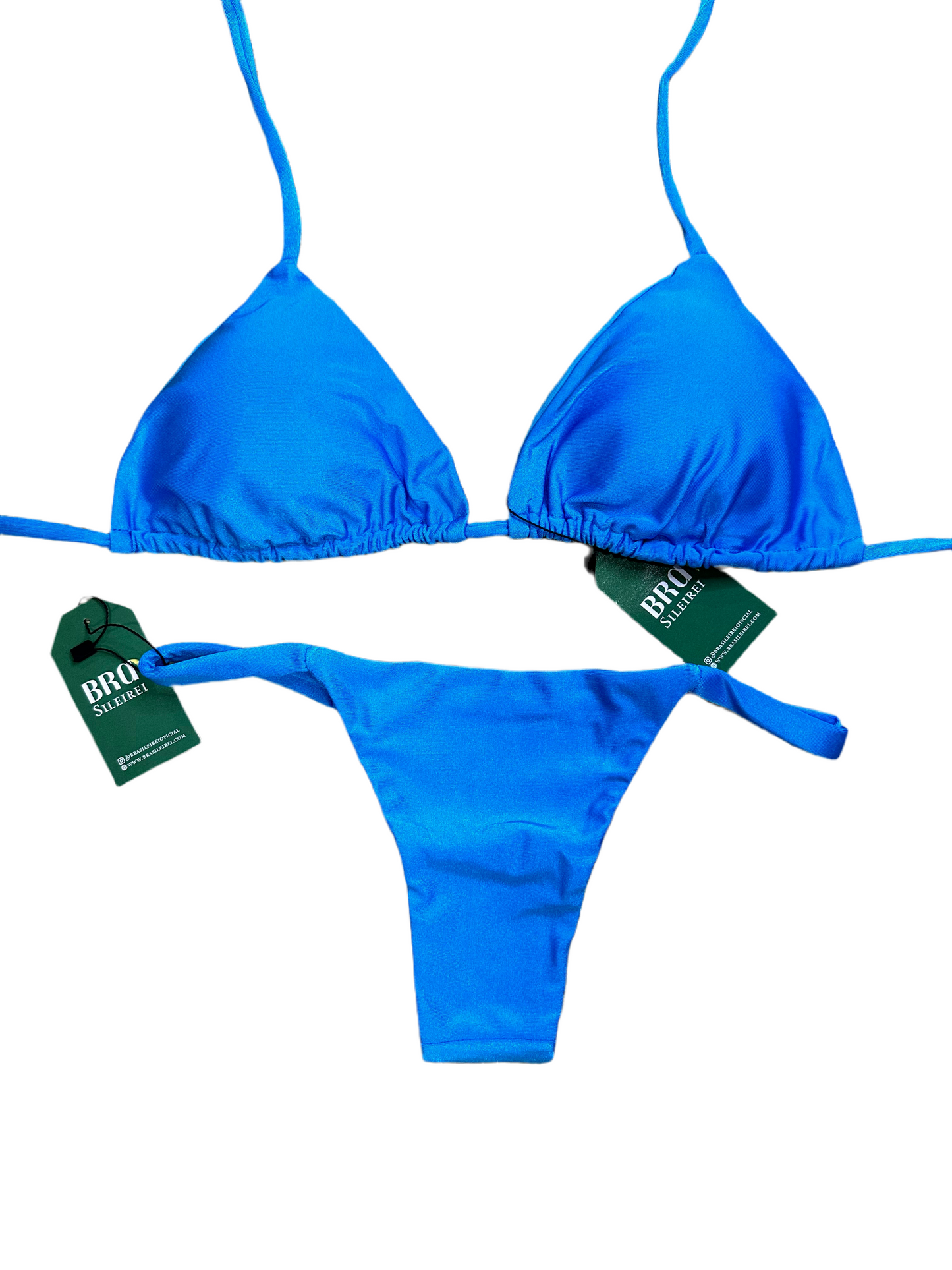 Light Blue Macaw Set - Triangle Top with Removable Pads and Thong Panties