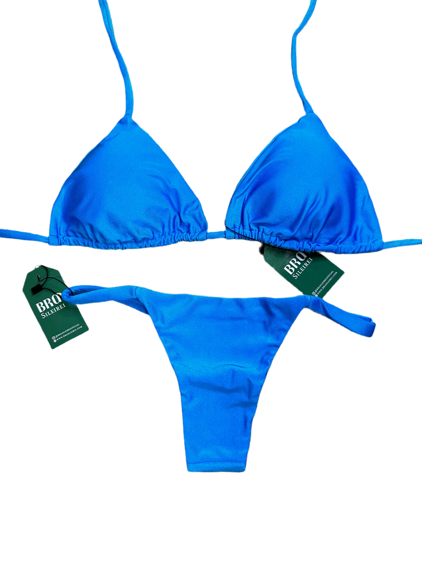 Conjunto Arara Azul Claro - Top Cortininha com Bojo Removível e Calcinha Fio Dental