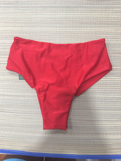 Conjunto Ibiza Vermelho - Top Sem Alça com Bojo e Calcinha Cintura Alta